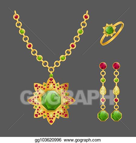 Necklace clipart fashion jewellery. Vector jewelry set illustration