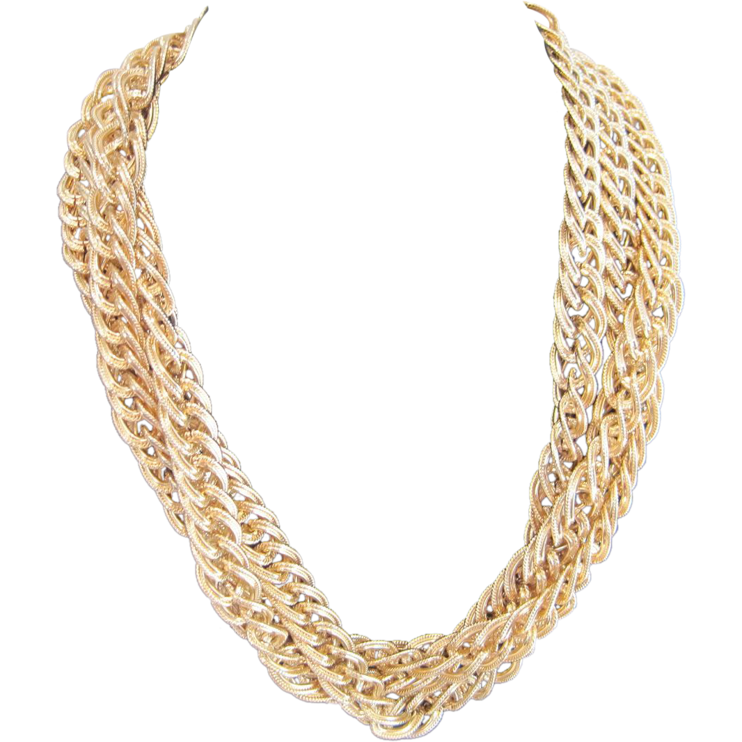 Vintage triple strand gold. Necklace clipart gangsta