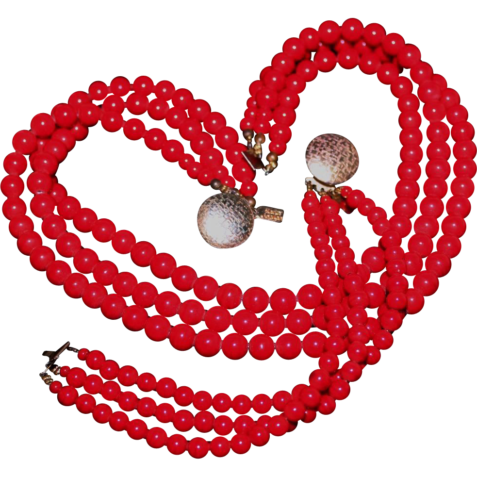 Necklace clipart glass bead. Vintage karla jordan triple