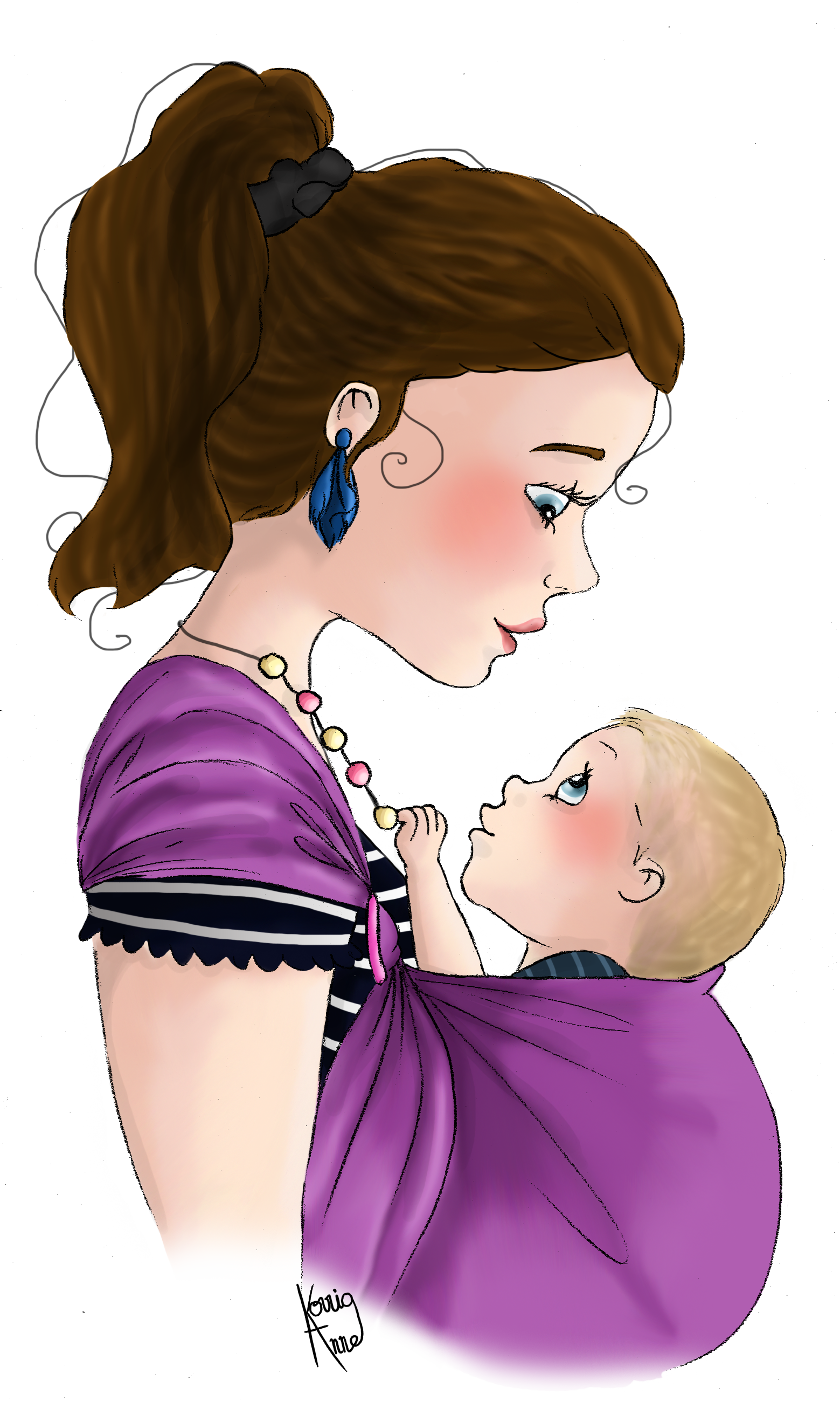 Illustration portage maternage pinterest. Necklace clipart hmong