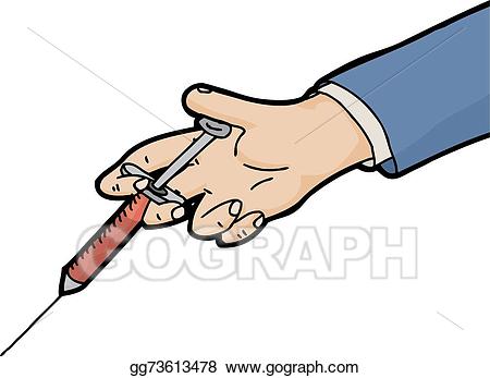 Eps vector stock . Syringe clipart hand holding