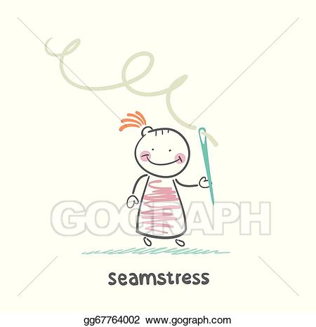 Vector stock seamstress holding. Needle clipart illustration
