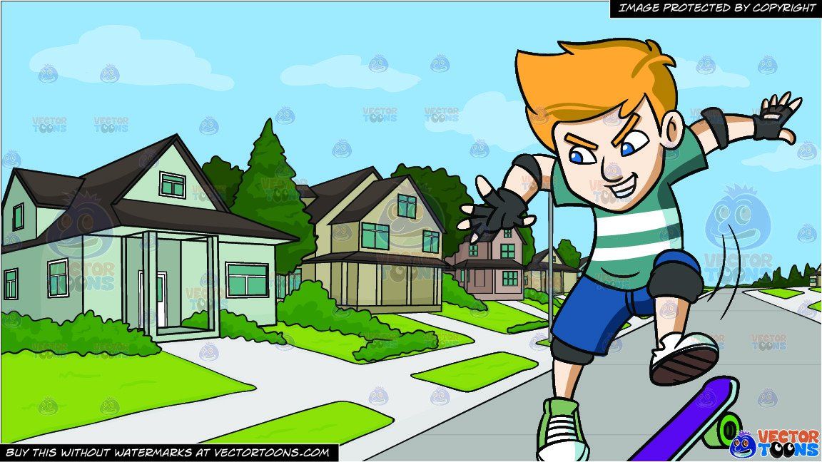 A teenager jumping on. Neighborhood clipart cartoon