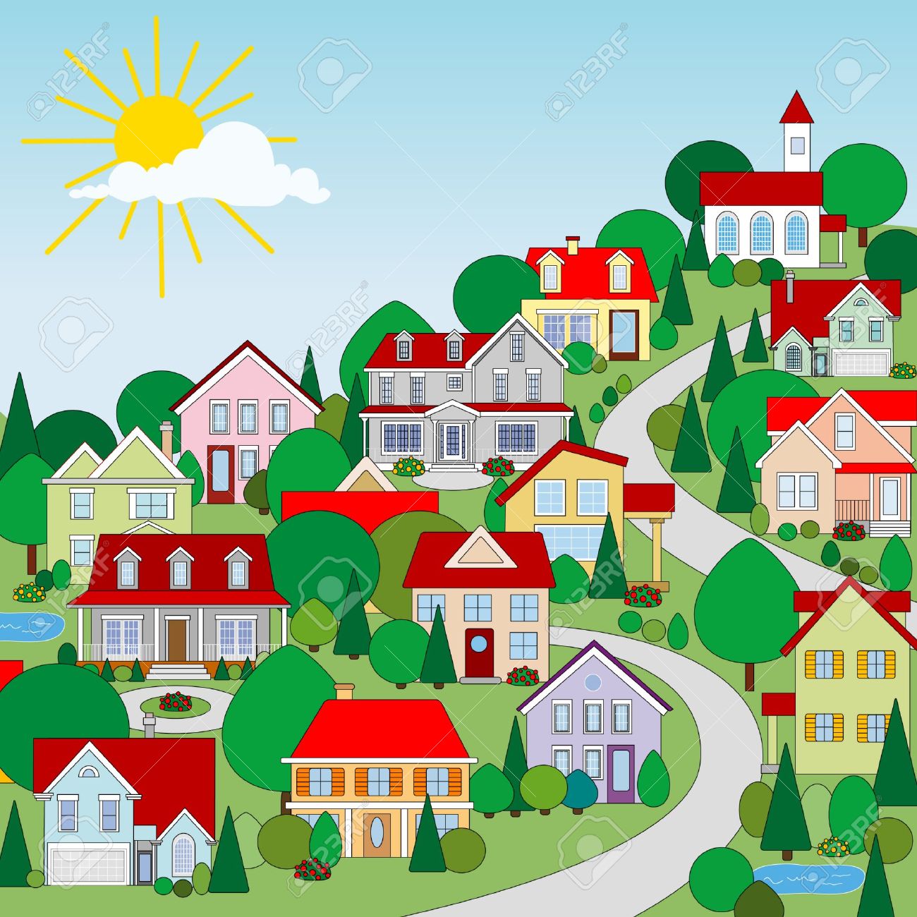 Neighborhood clipart housing society. Community house cliparts zone