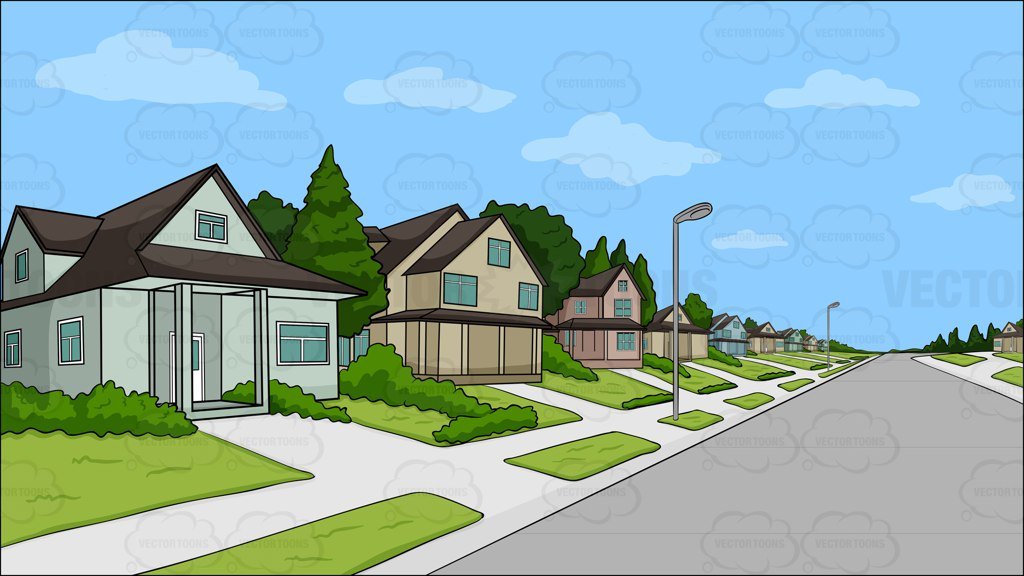 Neighborhood clipart nice neighborhood. A suburban background 