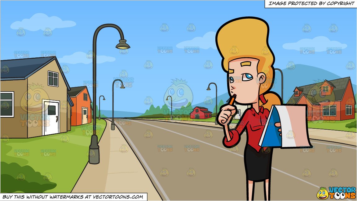 A woman thinking about. Neighborhood clipart object