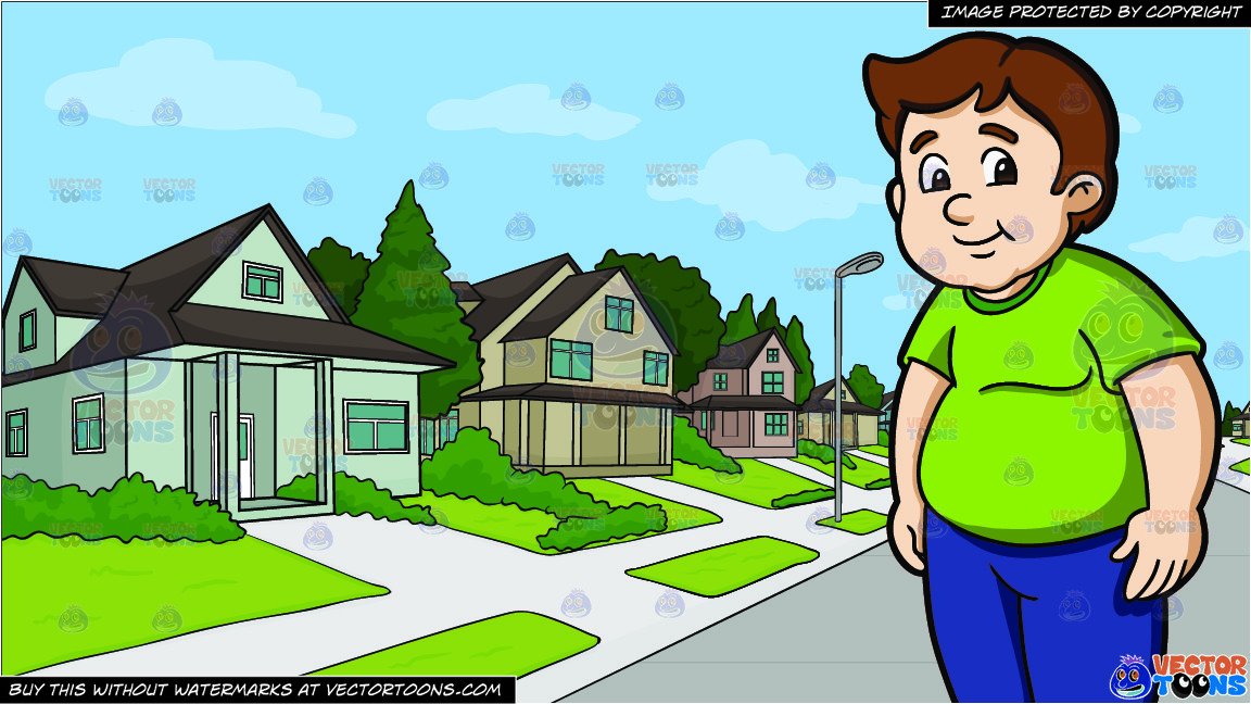 A chubby male high. Neighborhood clipart suburb