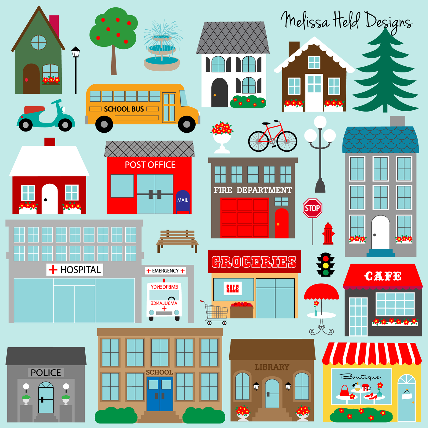 Neighborhood clipart town building. Buildings dramatic play d