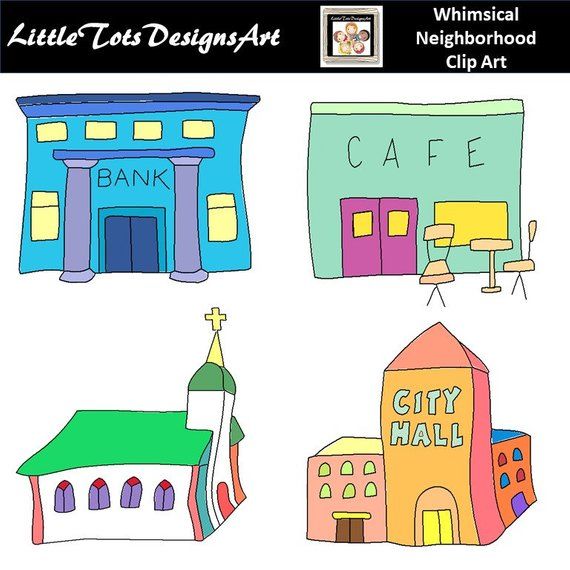 Neighborhood clipart town building. Clip art digital buildings