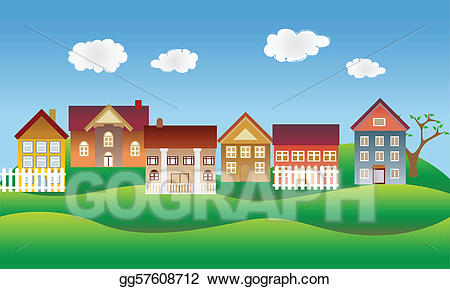 Eps vector beautiful or. Neighborhood clipart village