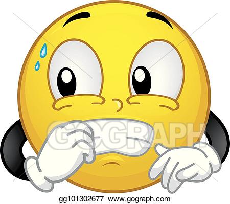 Nervous clipart apprehension. Vector stock mascot smiley