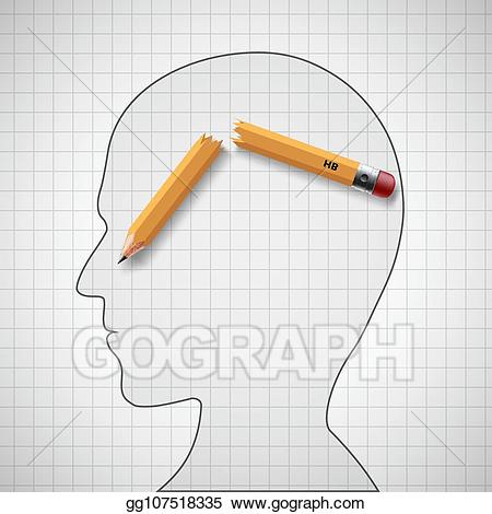 Vector illustration broken pencil. Nervous clipart tension