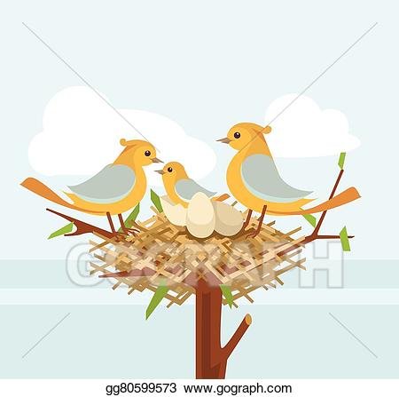 nest clipart bird family