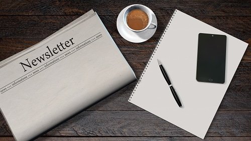 Newsletter clipart blank newspaper. Office table with and