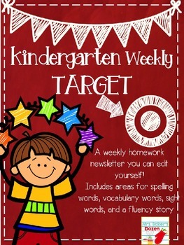 Newsletter clipart kindergarten homework. Weekly editable 
