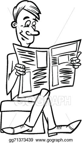Eps vector man with. Newspaper clipart coloring page