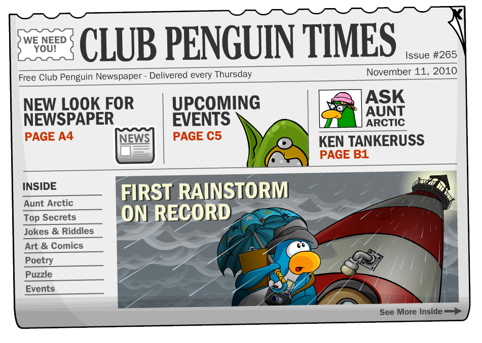 Newspaper clipart important announcement. On club penguin all