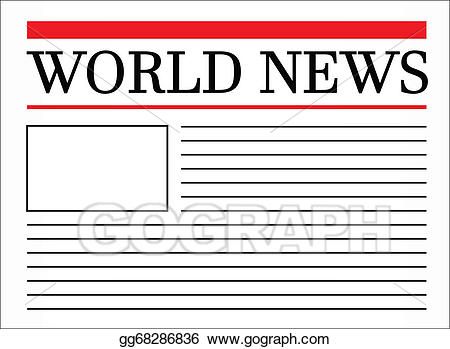 Newspaper clipart world news. Vector art headline in