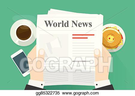 Newspaper clipart world news. Vector stock business man