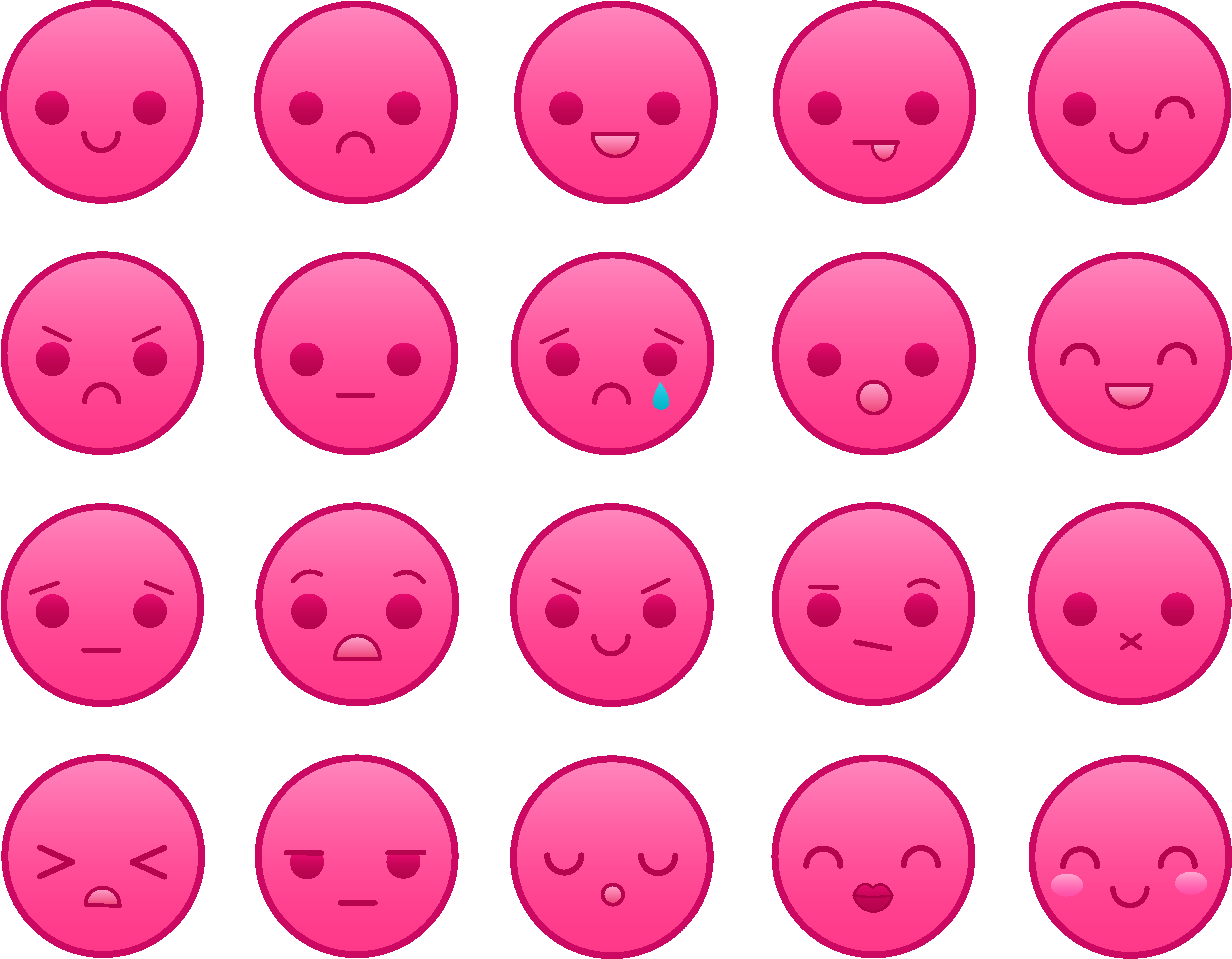 Smiley clipart symbol. Pink emoticons set free
