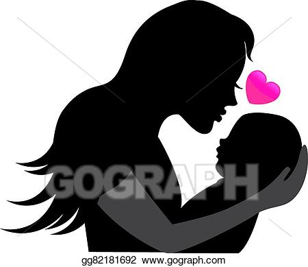 Vector illustration silhouettes mother. Nice clipart motherly love