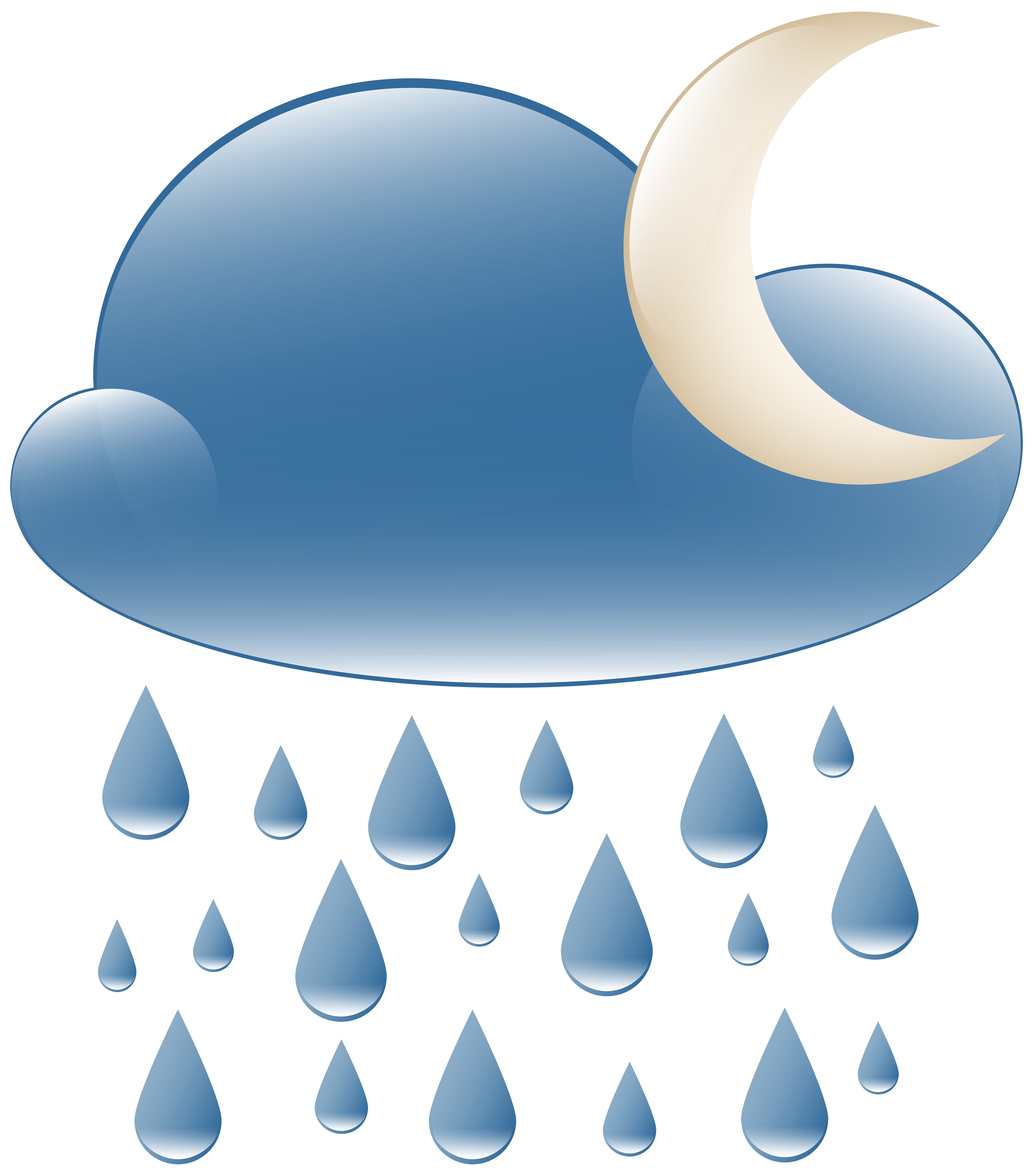 Rainy night weather icon. Clipart rain rainny
