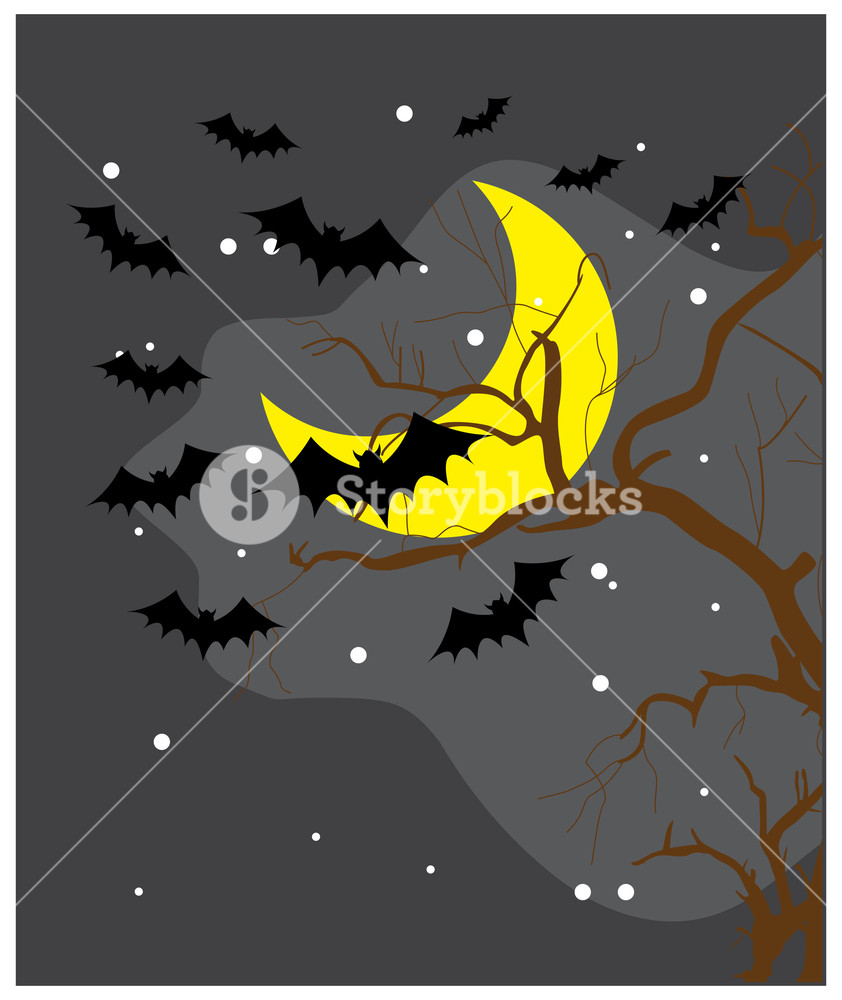 Night clipart spooky night. Flying bats in royalty