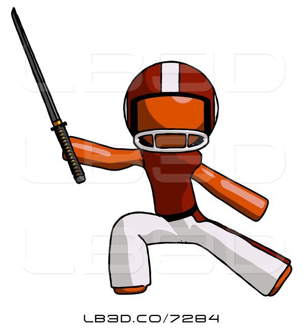 Ninja clipart holding katana. Illustration of orange football