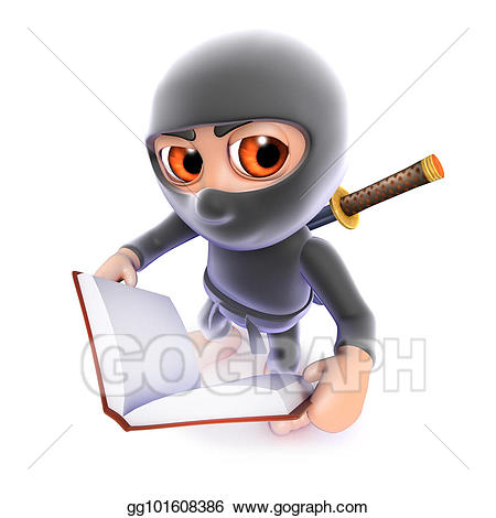 Stock illustration d funny. Ninja clipart reading