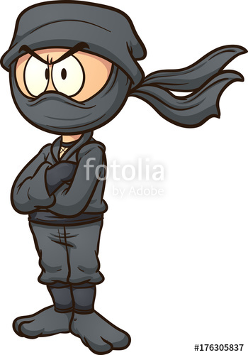 Ninja clipart simple cartoon. Vector clip art illustration
