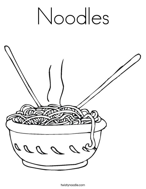 Noodle clipart colouring. Noodles coloring page twisty