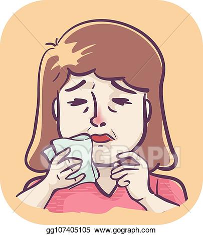 Nose clipart itchy nose. Vector symptoms girl sneezing