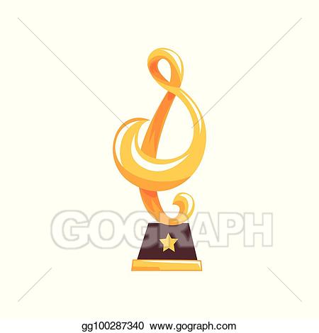 Prize clipart music. Vector art golden statue