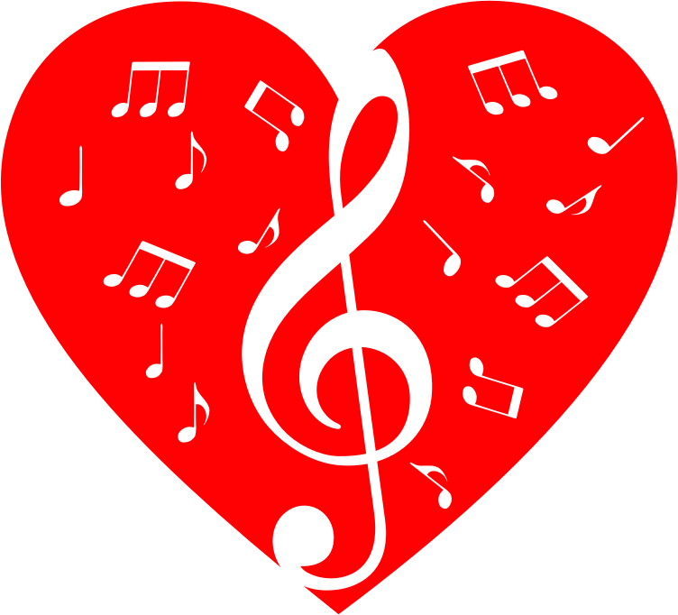 Musical heart medium image. Note clipart music love