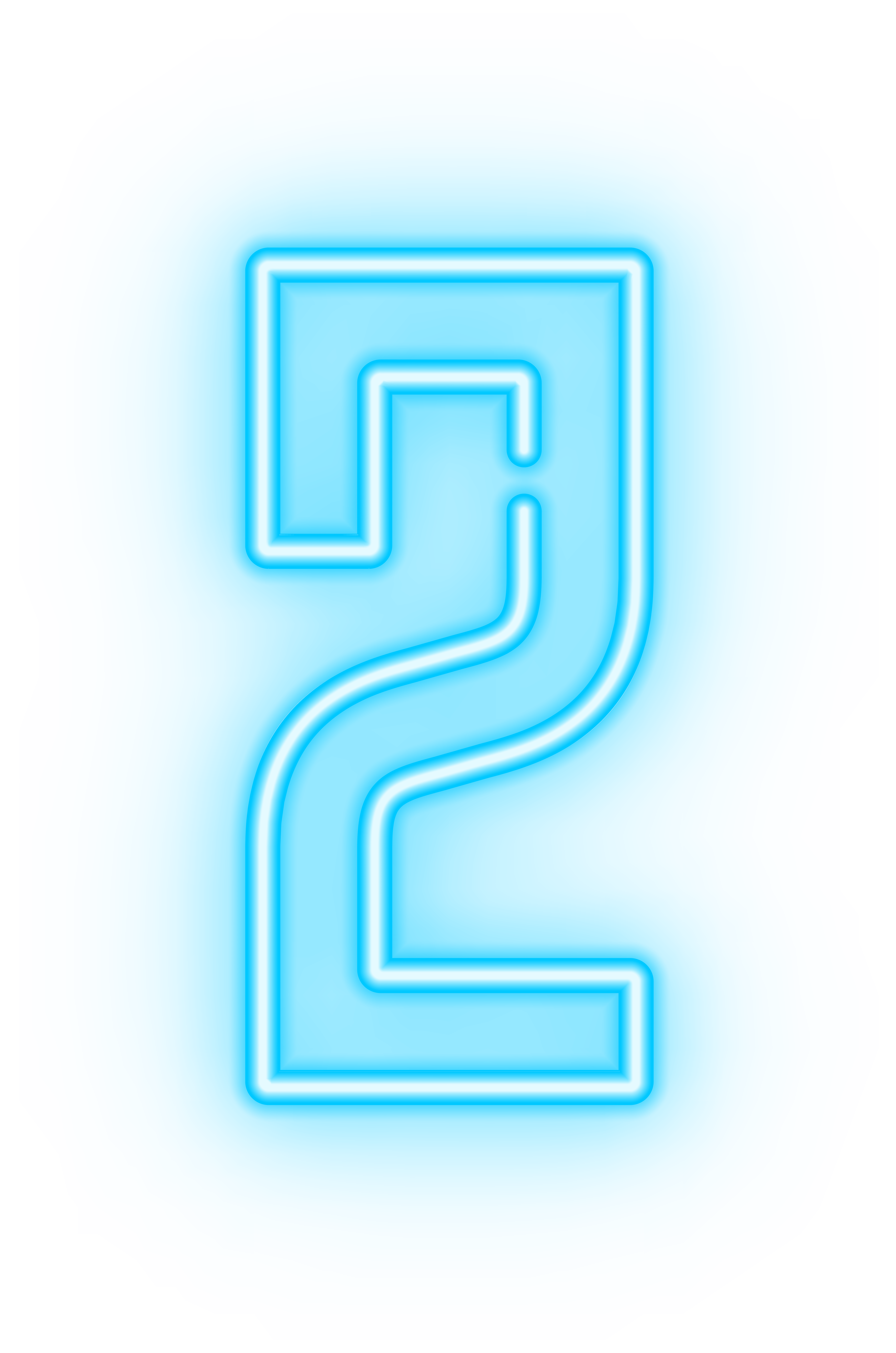 Number two transparent clip. Neon border png