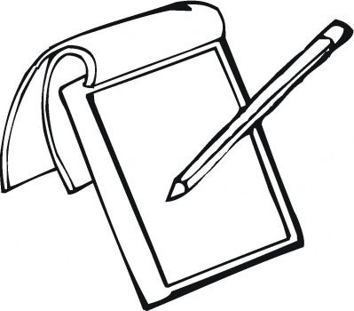 Notepad clipart drawing. And pencil coloring page