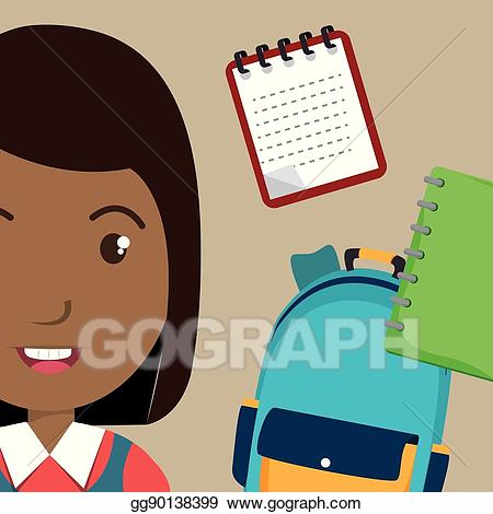 Notepad clipart student notebook. Vector illustration bag eps