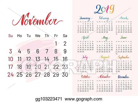 Eps illustration calendar separately. November clipart modern