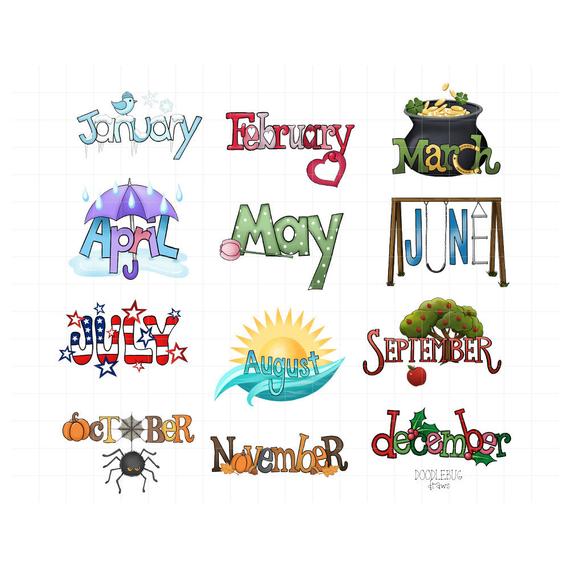 November clipart month name. Digital planner stickers monthly