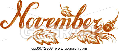 November clipart month name. Clip art vector the