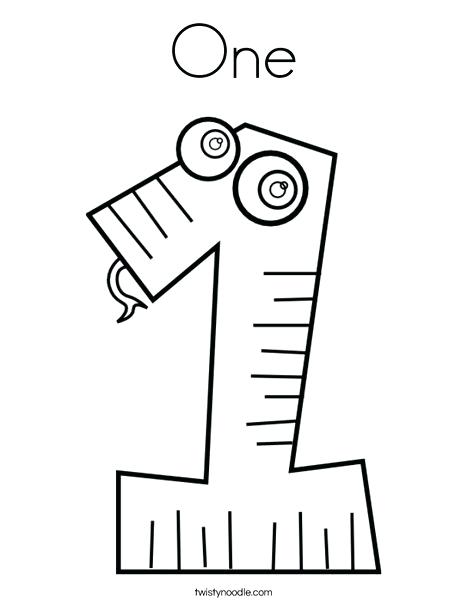 number 1 clipart colouring