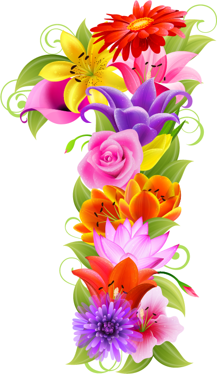  d a e. Number 1 clipart floral