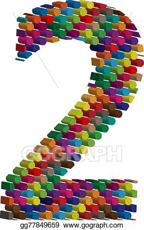 Vector stock d font. Number 2 clipart block
