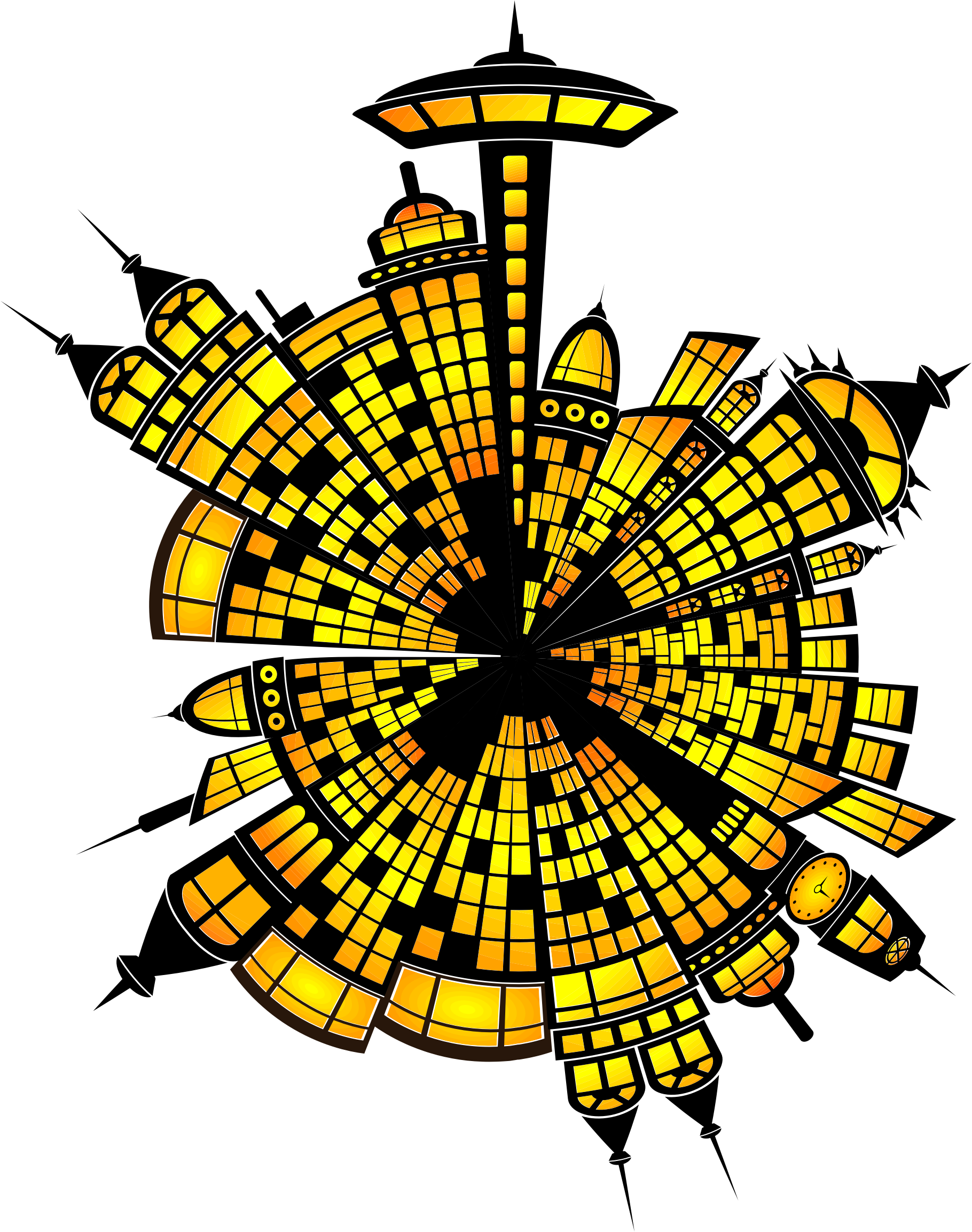 City radial big image. Number 2 clipart bright