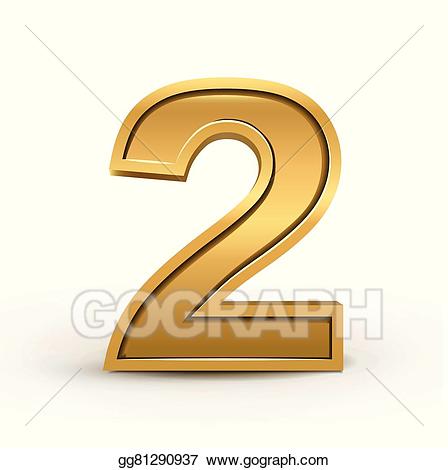 Number 2 clipart bright. Eps vector d golden