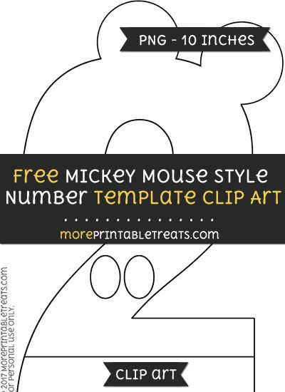 Number 2 clipart template. Free mickey mouse style