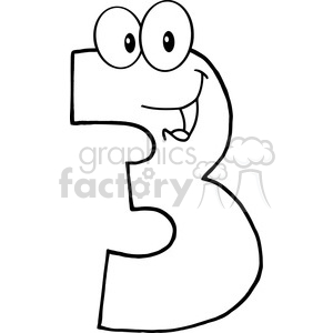 number 3 clipart black and white