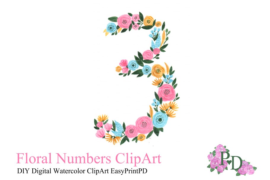 number 3 clipart creative