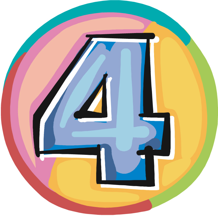 number 4 clipart 4 years old