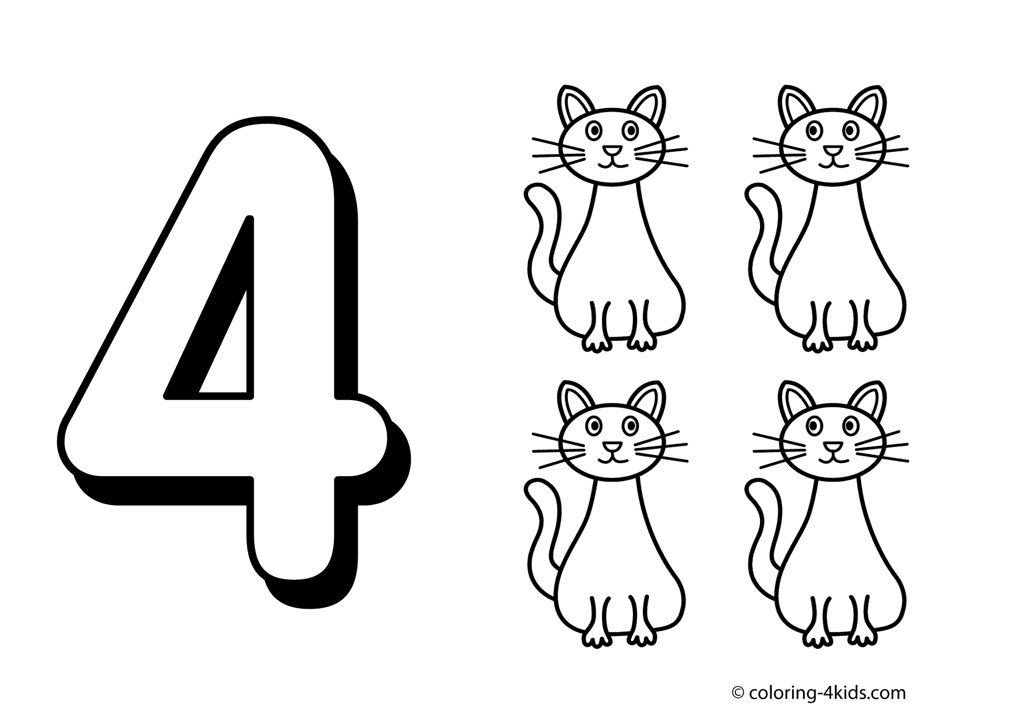 Number 4 clipart coloring page. Free four download clip